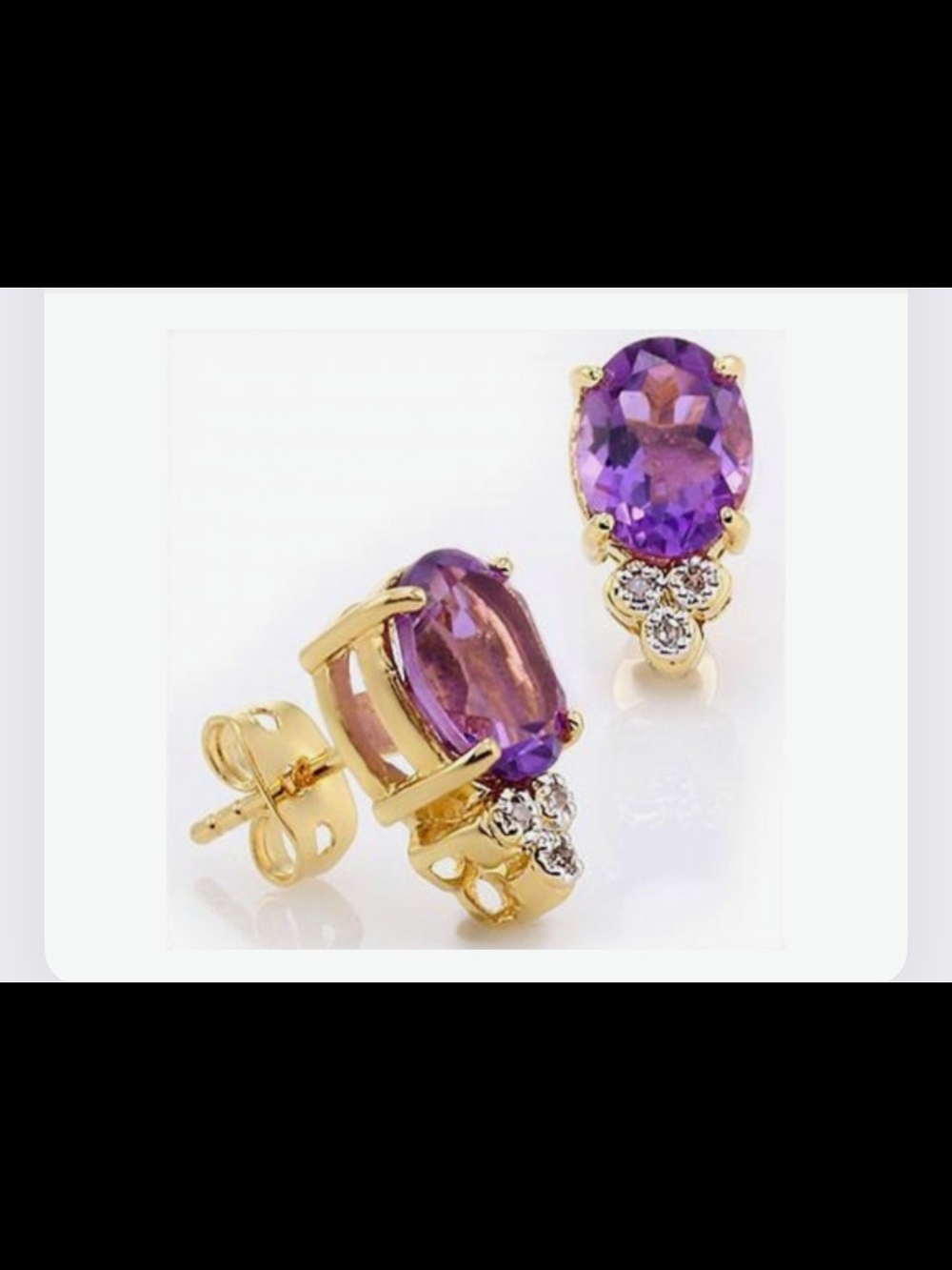 18k Yellow Gold Over Sterling Silver Diamonds And Amethyst